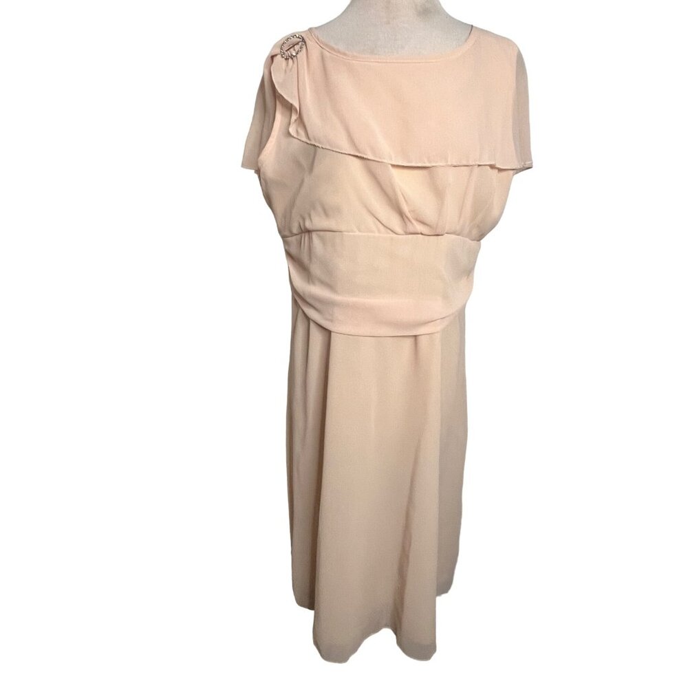 Women’s Peach XL Midi Dress Sheer Formal to Homecoming Lined Shaw